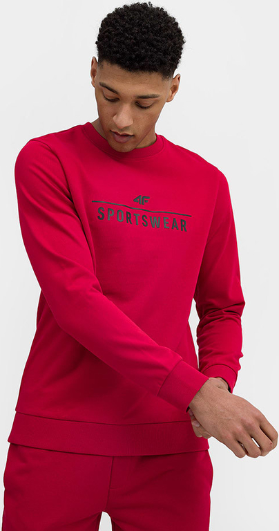 Czerwona bluza 4F w sportowym stylu z bawełny