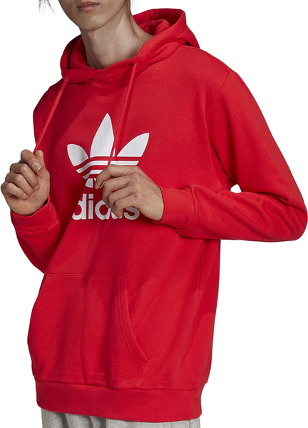 Czerwona bluza Adidas w sportowym stylu z bawełny