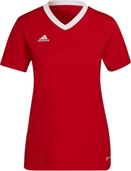 Czerwona bluzka Adidas z krótkim rękawem z okrągłym dekoltem