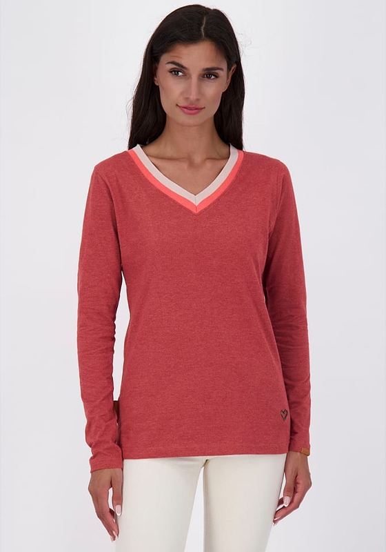 Czerwona bluzka Alife And Kickin z bawełny w stylu casual z dekoltem w kształcie litery v