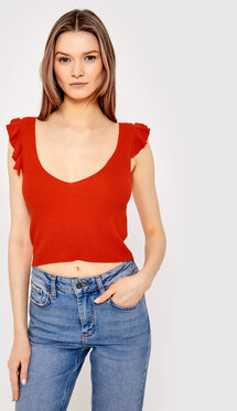 Czerwona bluzka Brave Soul na ramiączkach w stylu casual