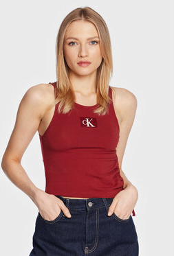 Czerwona bluzka Calvin Klein na ramiączkach w stylu casual