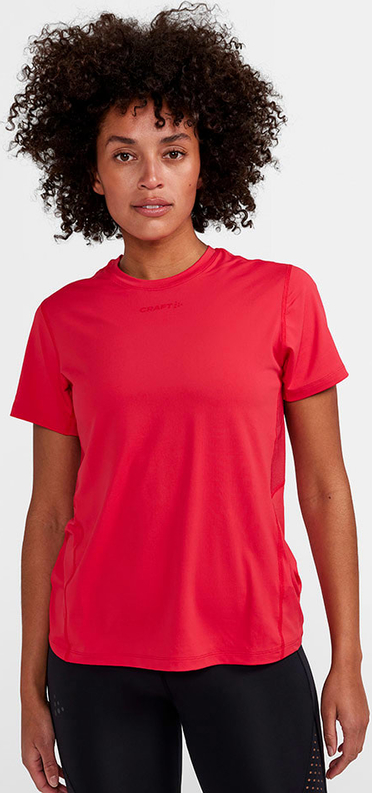 Czerwona bluzka Craft z krótkim rękawem w sportowym stylu