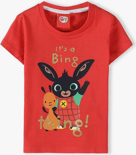 Czerwona bluzka dziecięca Bing dla dziewczynek z krótkim rękawem