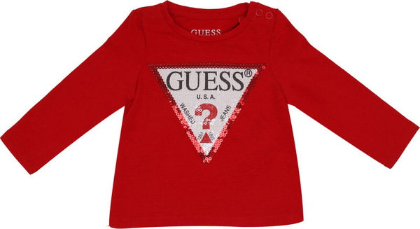 Czerwona bluzka dziecięca Guess z bawełny dla dziewczynek