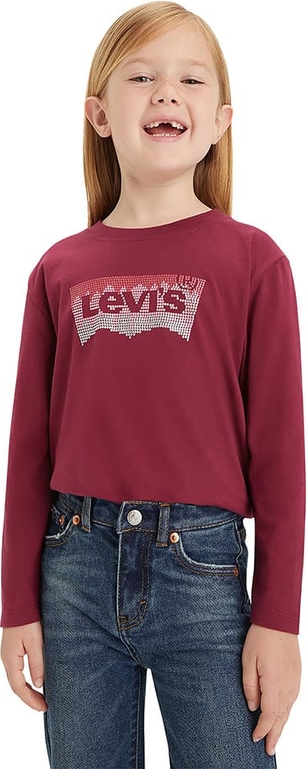 Czerwona bluzka dziecięca Levis z bawełny dla dziewczynek