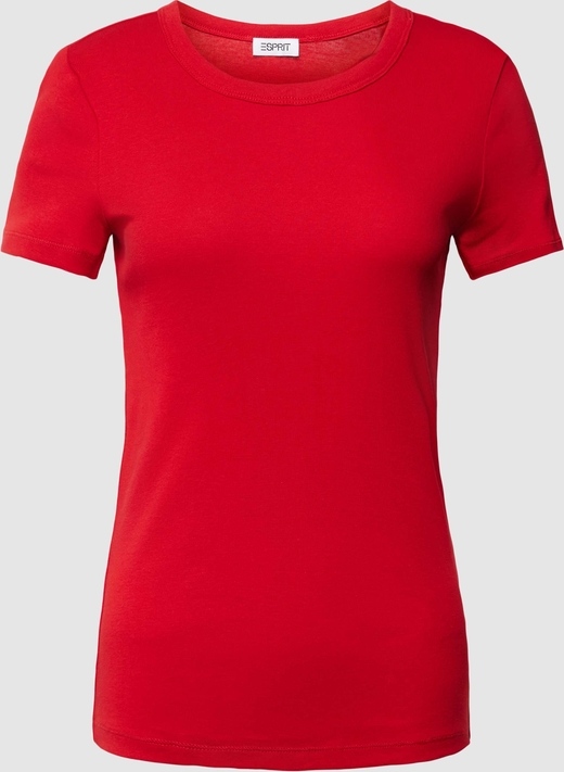 Czerwona bluzka Esprit w stylu casual z bawełny z krótkim rękawem