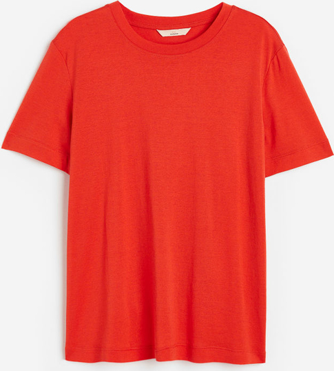 Czerwona bluzka H & M w stylu casual z dżerseju