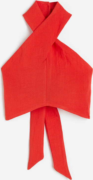 Czerwona bluzka H & M z dekoltem w kształcie litery v