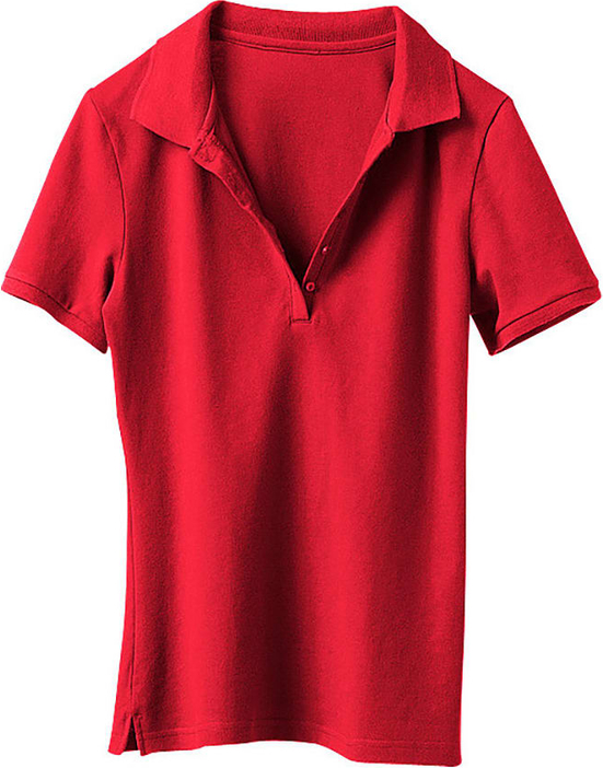 Czerwona bluzka Heine z dekoltem w kształcie litery v z krótkim rękawem