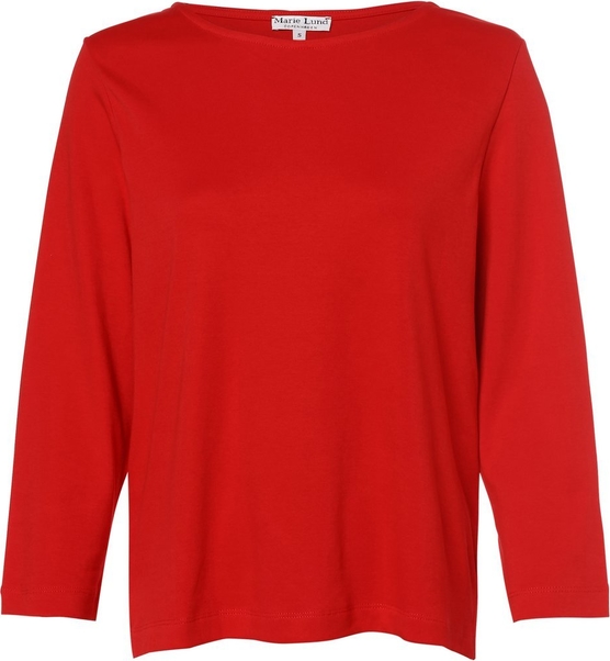 Czerwona bluzka Marie Lund z bawełny z długim rękawem w stylu casual