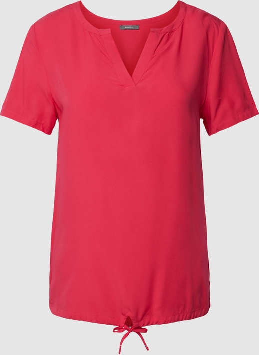 Czerwona bluzka Montego z krótkim rękawem z dekoltem w kształcie litery v