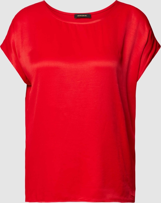 Czerwona bluzka More & More z okrągłym dekoltem w stylu casual