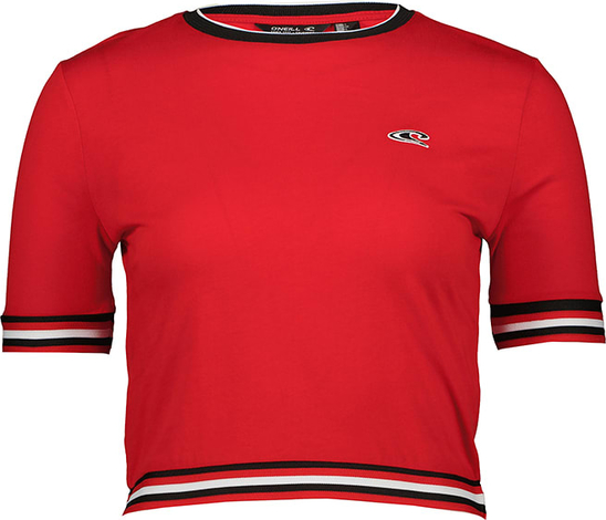 Czerwona bluzka O`neill z okrągłym dekoltem z krótkim rękawem
