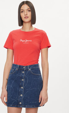Czerwona bluzka Pepe Jeans w stylu casual z krótkim rękawem