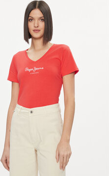 Czerwona bluzka Pepe Jeans z okrągłym dekoltem w młodzieżowym stylu