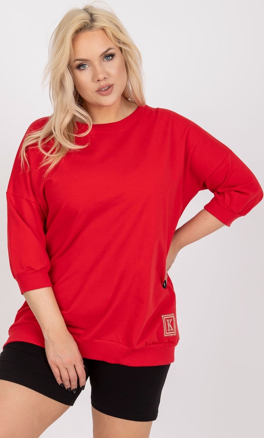 Czerwona bluzka Relevance z bawełny w stylu casual z okrągłym dekoltem