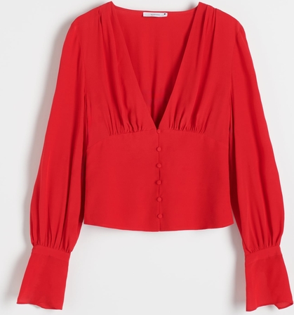 Czerwona bluzka Reserved w stylu casual z długim rękawem