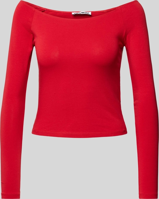 Czerwona bluzka Review w stylu casual z długim rękawem z okrągłym dekoltem