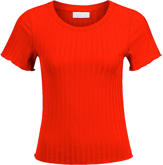 Czerwona bluzka Rich & Royal z krótkim rękawem w stylu casual z okrągłym dekoltem