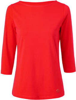 Czerwona bluzka Tchibo w stylu casual z długim rękawem z okrągłym dekoltem