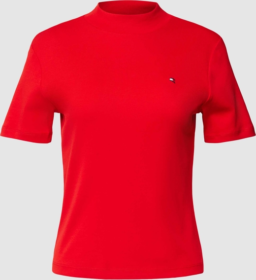 Czerwona bluzka Tommy Hilfiger z bawełny z golfem