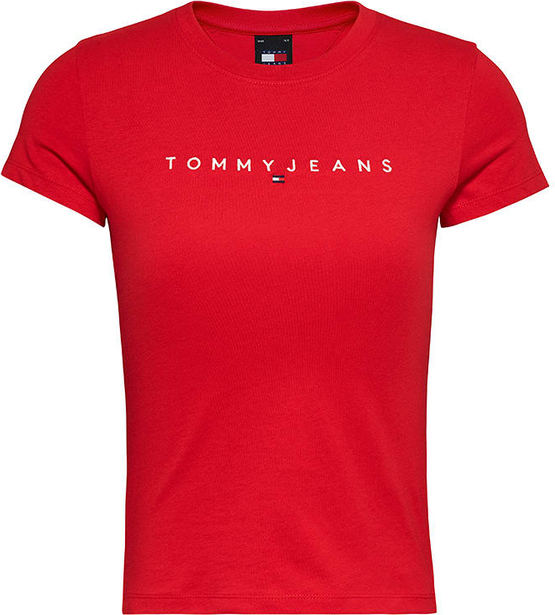 Czerwona bluzka Tommy Jeans z krótkim rękawem z bawełny w młodzieżowym stylu