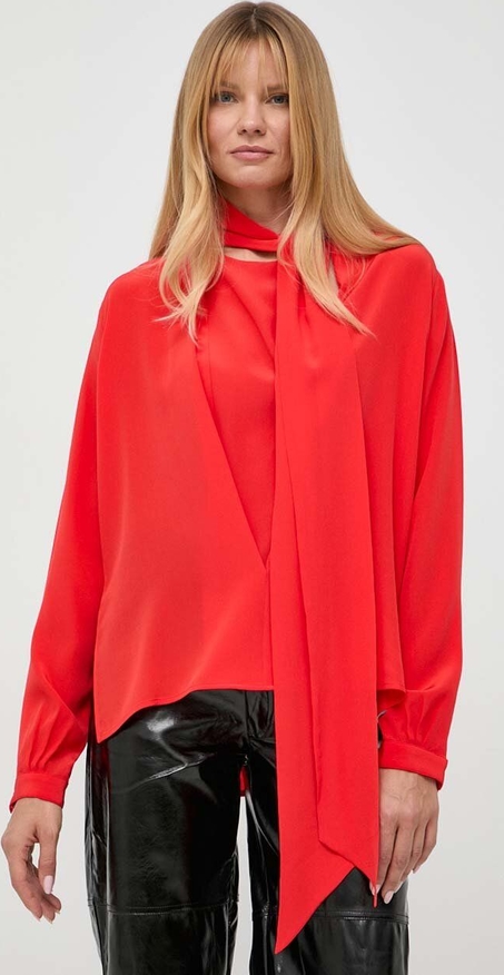 Czerwona bluzka Victoria Beckham z długim rękawem w stylu casual z dekoltem w kształcie litery v