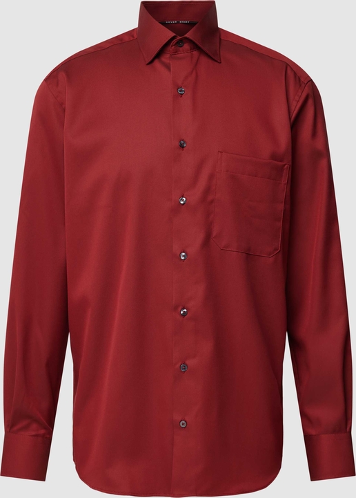 Czerwona koszula Eterna z długim rękawem z bawełny z klasycznym kołnierzykiem