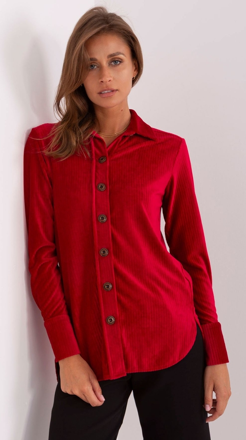 Czerwona koszula Lakerta ze sztruksu w stylu casual
