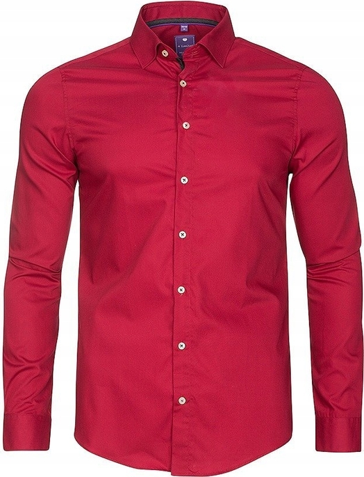 Czerwona koszula Redmond w stylu casual z bawełny z klasycznym kołnierzykiem