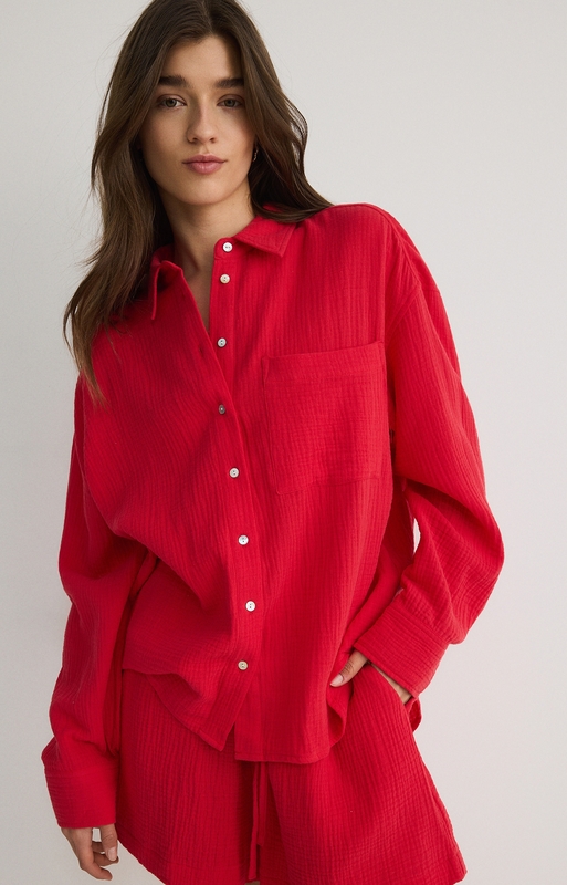 Czerwona koszula Reserved w stylu casual z bawełny