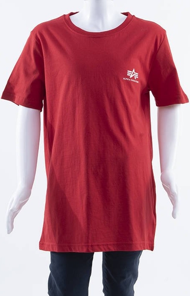 Czerwona koszulka dziecięca Alpha Industries z krótkim rękawem dla chłopców z bawełny