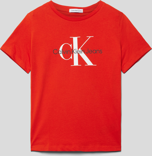 Czerwona koszulka dziecięca Calvin Klein z bawełny
