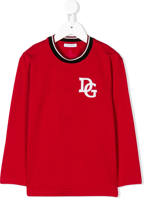 Czerwona koszulka dziecięca Dolce & Gabbana Kids z bawełny
