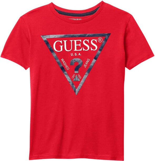 Czerwona koszulka dziecięca Guess z bawełny dla chłopców