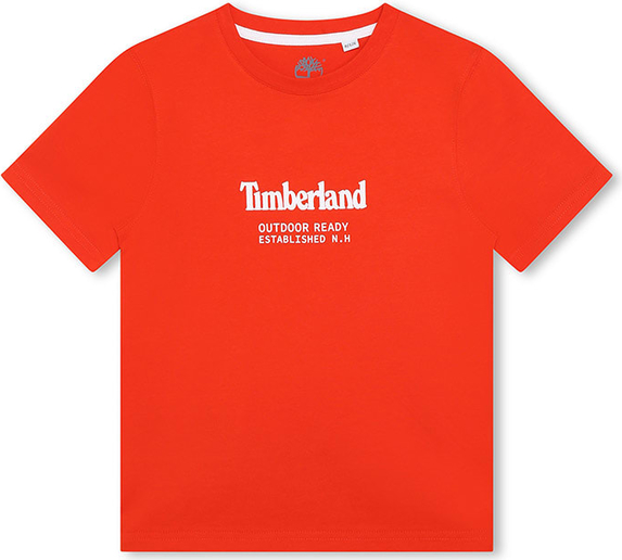 Czerwona koszulka dziecięca Timberland dla chłopców z bawełny