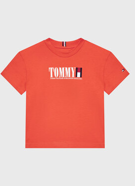 Czerwona koszulka dziecięca Tommy Hilfiger dla chłopców