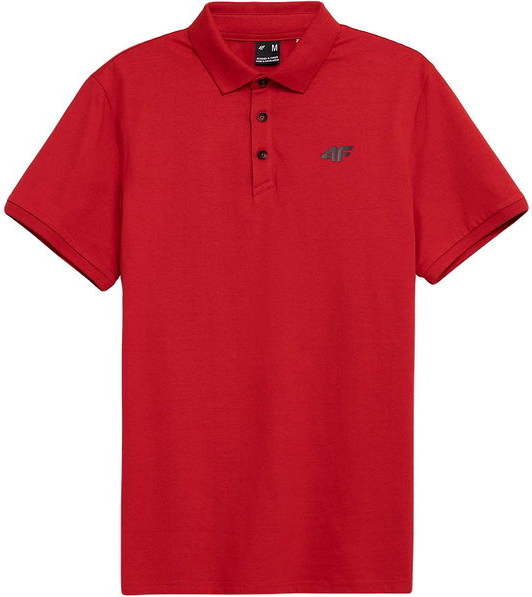 Czerwona koszulka polo 4F w stylu casual z krótkim rękawem