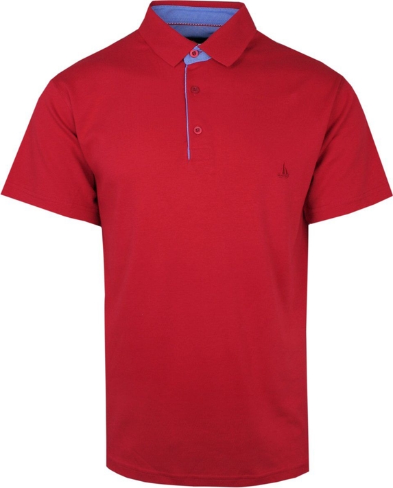 Czerwona koszulka polo Bartex z krótkim rękawem w stylu casual z bawełny