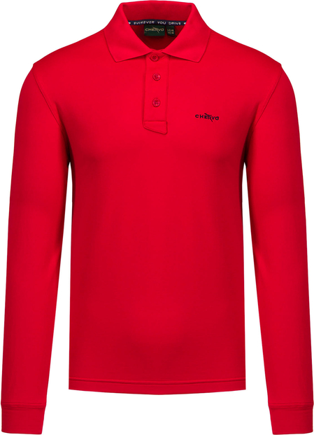 Czerwona koszulka polo Chervo z długim rękawem z dżerseju