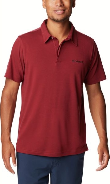 Czerwona koszulka polo Columbia w stylu casual z krótkim rękawem