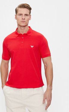Czerwona koszulka polo Emporio Armani w stylu casual z krótkim rękawem