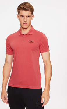 Czerwona koszulka polo Emporio Armani z krótkim rękawem w stylu casual