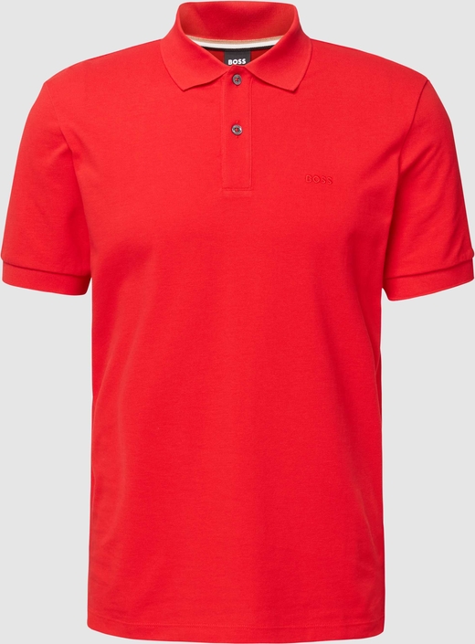 Czerwona koszulka polo Hugo Boss z bawełny z krótkim rękawem w stylu casual
