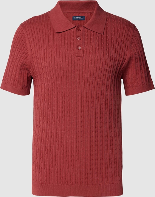 Czerwona koszulka polo McNeal z bawełny z krótkim rękawem