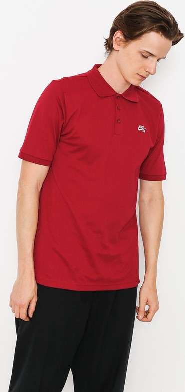 Czerwona koszulka polo Nike SB z krótkim rękawem z bawełny