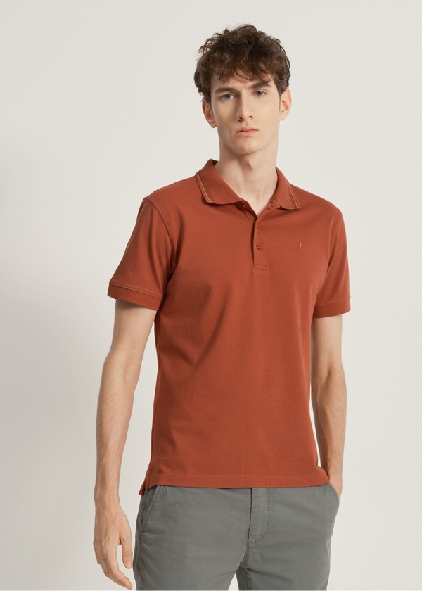 Czerwona koszulka polo Ochnik z bawełny w stylu casual