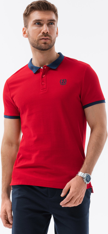 Czerwona koszulka polo Ombre w stylu casual z krótkim rękawem