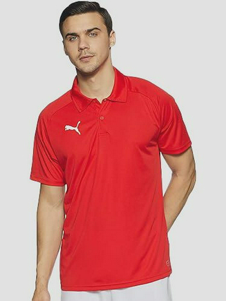 Czerwona koszulka polo Puma w sportowym stylu z krótkim rękawem